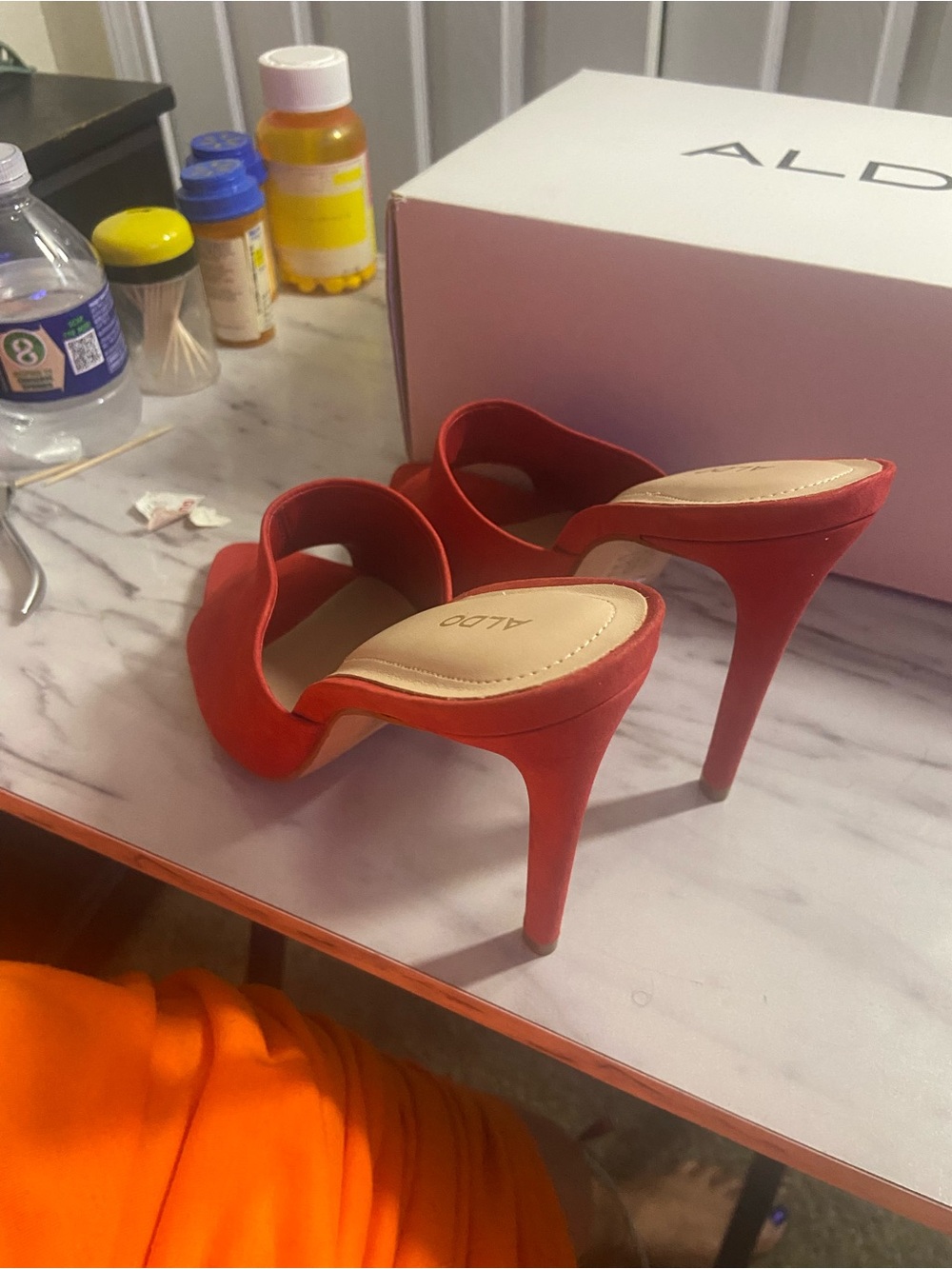 ALDO Red Open-Toe High Heel Slides